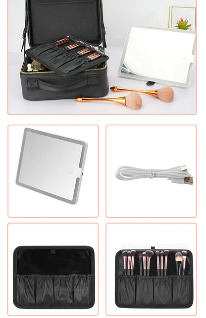 Makeup Travel Bag With LED Mirror