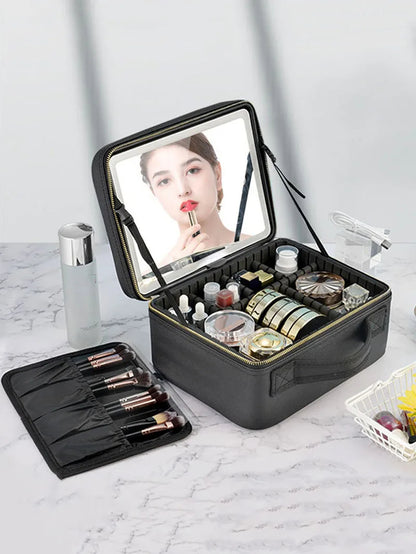 Makeup Travel Bag With LED Mirror