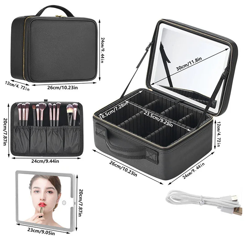 Makeup Travel Bag With LED Mirror