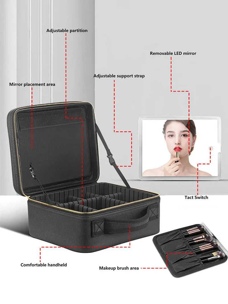 Makeup Travel Bag With LED Mirror