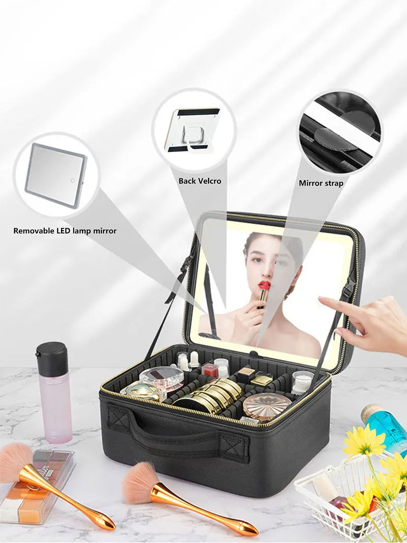 Makeup Travel Bag With LED Mirror