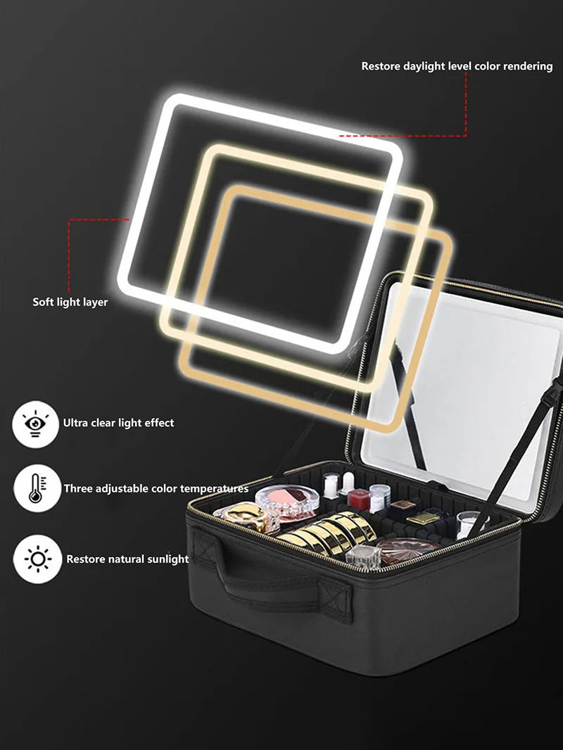 Makeup Travel Bag With LED Mirror