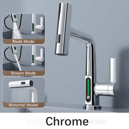 3 in 1 Intelligent Digital Temperature Display Waterfall Kitchen Tap